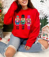 *PREPPY NUTCRACKER * SEQUIN EFFECT  CHRISTMAS SWEATSHIRT: L / Light pink