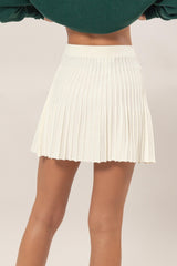 HYFVE High Waist Knit Pleated Flare Mini Skirt