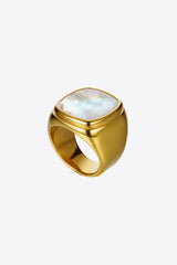 18K Gold Plated Square Shell Ring