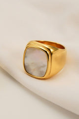 18K Gold Plated Square Shell Ring