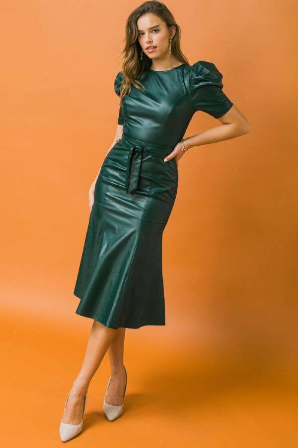 A faux leather midi dress - JD7110-A-JB.