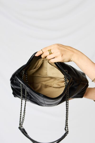 Vegan Leather Chain Handbag