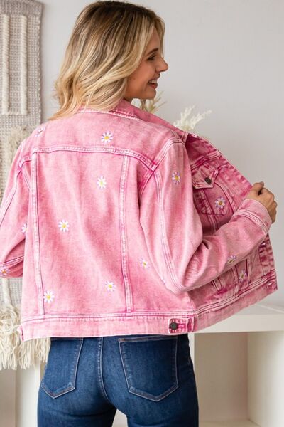 Pink Daisy Denim Jacket