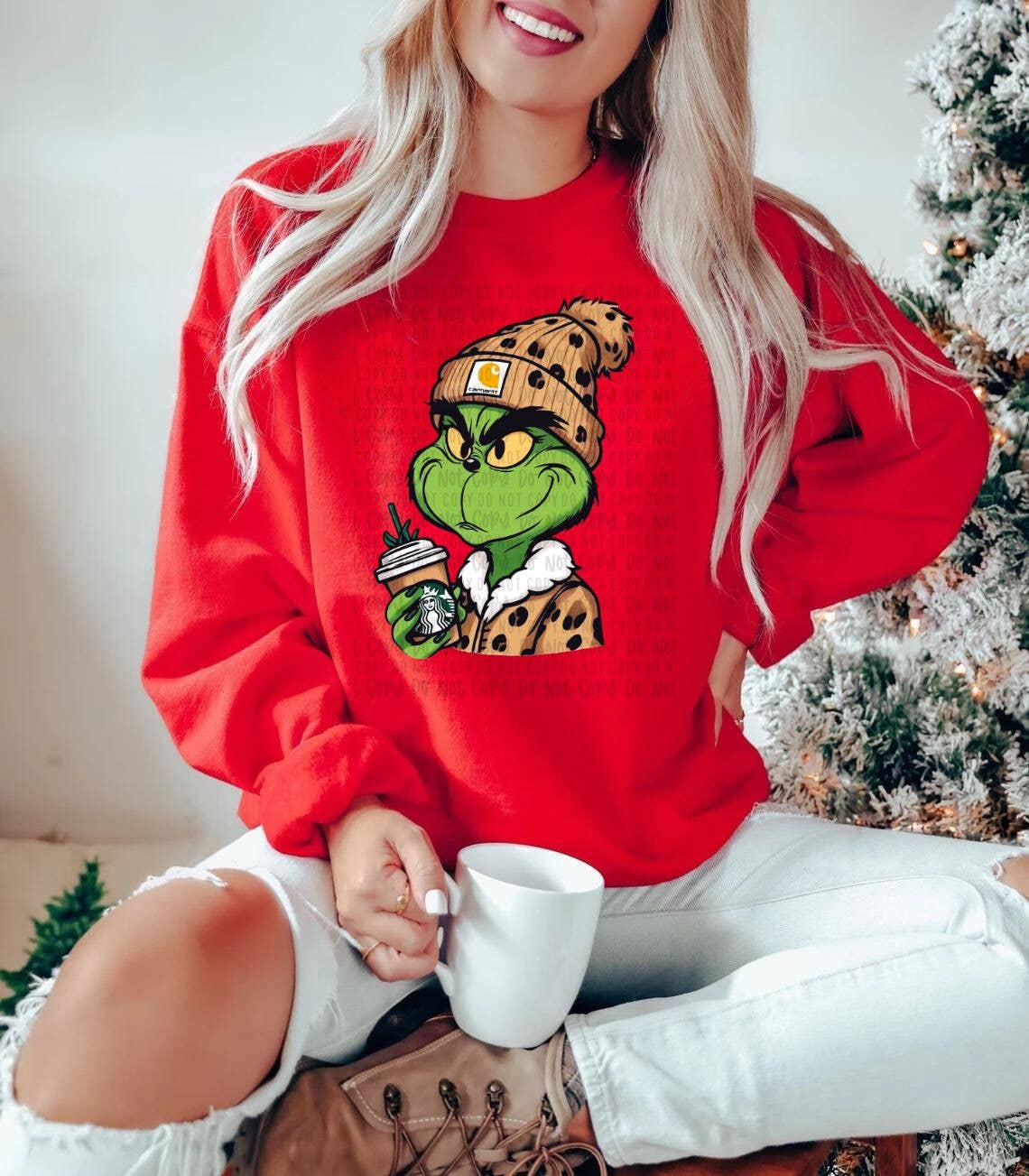 *GREEN GUY BOOJIE*CHRISTMAS SWEATSHIRT*: M / Red