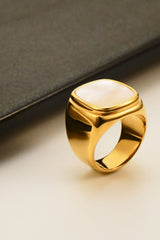 18K Gold Plated Square Shell Ring