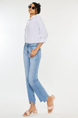 Kancan Raw Hem Straight Jeans